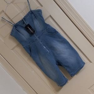 Sleeveless jeans shorts jumpsuit